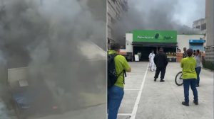 Unidade do mercado Pão de Açúcar pega fogo e três funcionários são hospitalizados em Santos; VÍDEO
