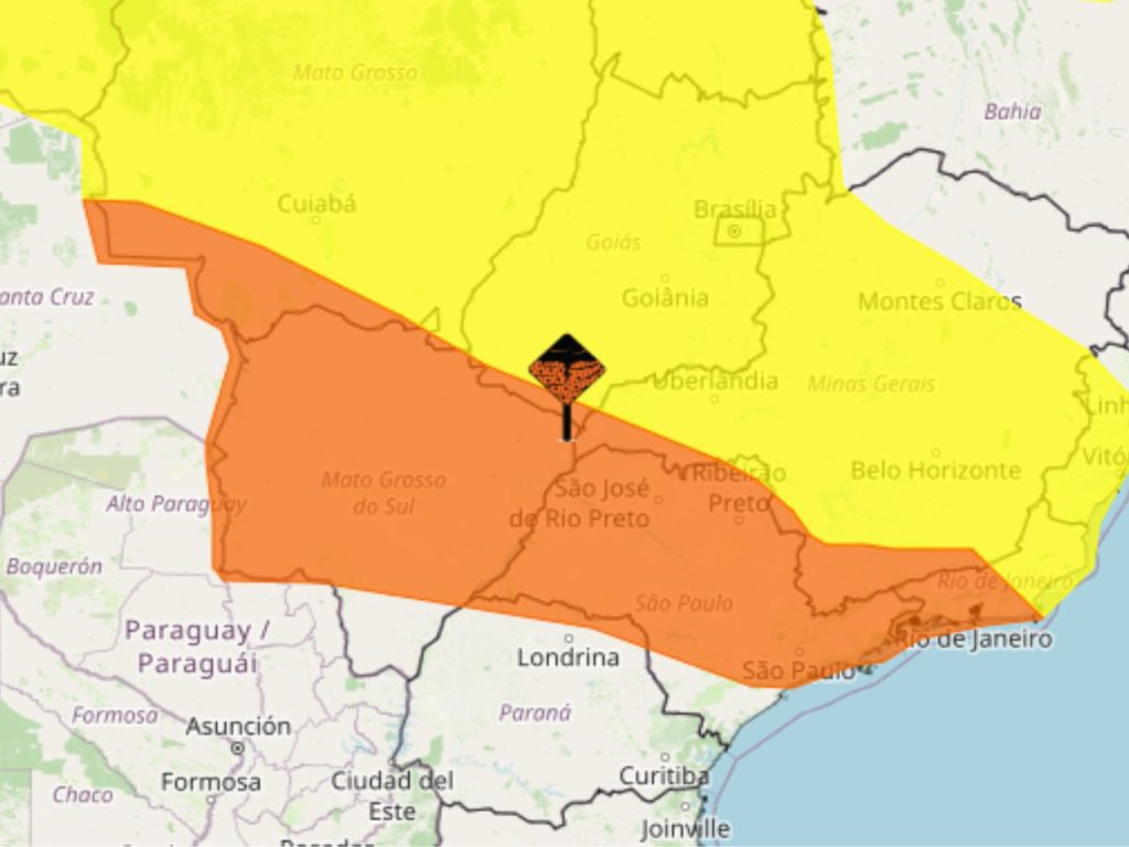 Alerta laranja do Inmet prevê tempestades, ventania e granizo no litoral de São Paulo