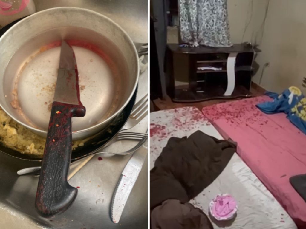 Faca utilizada na tentativa de homicídio em Pinhalzinho