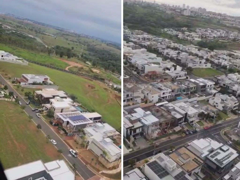 Imagens aéreas da casa dos investigados- Operação em Campinas desarticula esquema milionário de lavagem de dinheiro ligado ao PCC