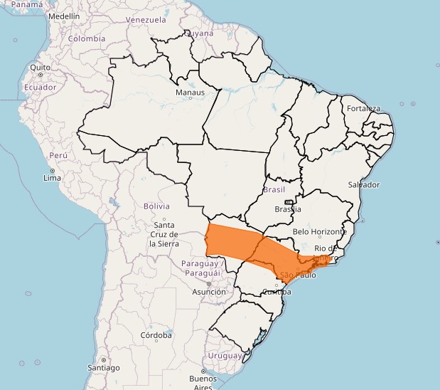 Alerta laranja em quase todo o Estado de São Paulo. Reprodução/Inmet