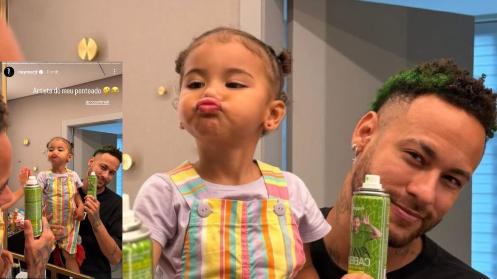 Neymar ao lado da filha Mavie