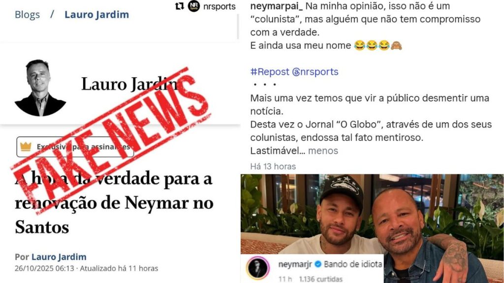 Neymar pai critica informações sobre contrato do filho