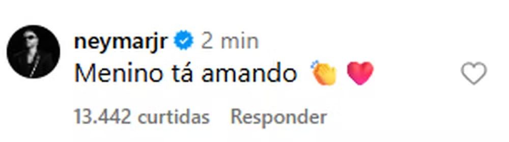 Neymar comentando sobre namoro de Virginia e Vini Jr