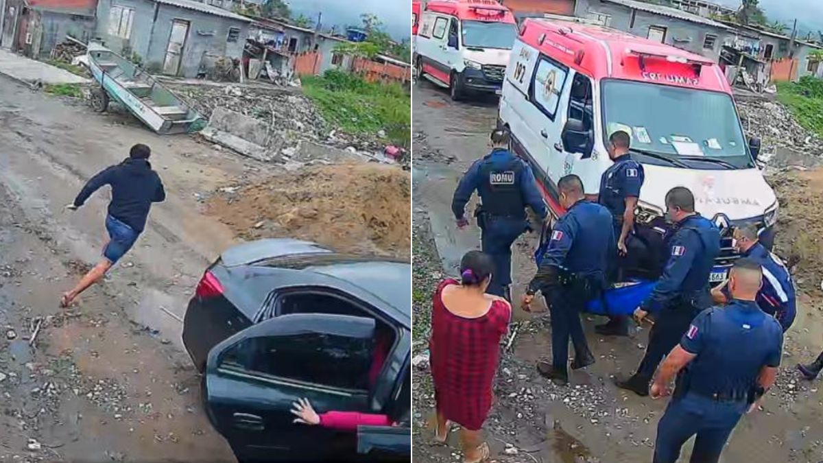 Tiro, fuga e carro roubado deixam homem ferido e duas mulheres presas em Praia Grande; VÍDEO