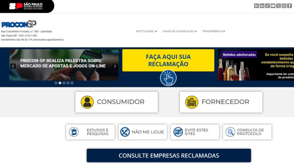 Em caso de suspeitas de golpe ou práticas irregulares, acesso o site do Procon: https://www.procon.sp.gov.br