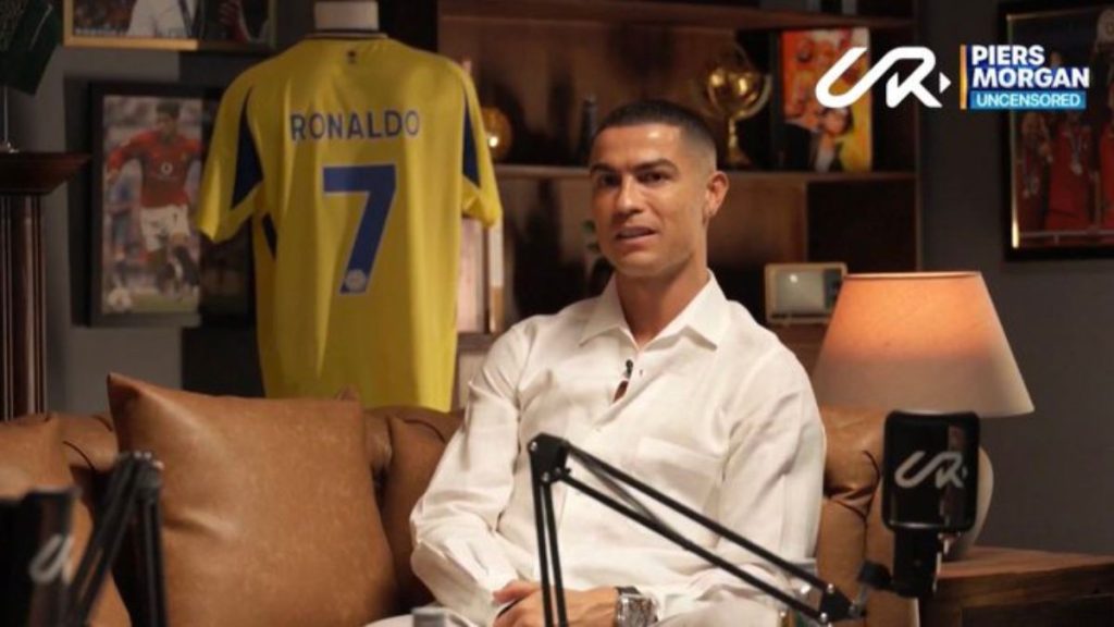 Cristiano durante entrevista para o jornalista Piers Morgan