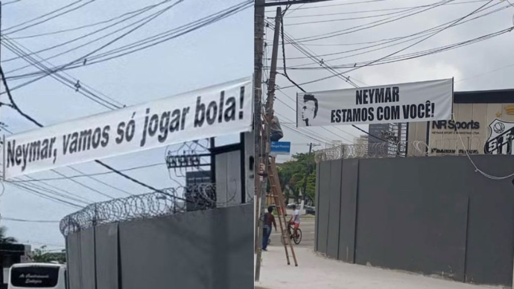 Torcida do Santos pendurou faixas na semana passada para Neymar
