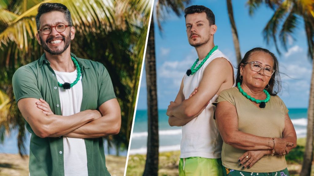 Leonardo, Juliana e Lina em serie Ilhados com a Sogra