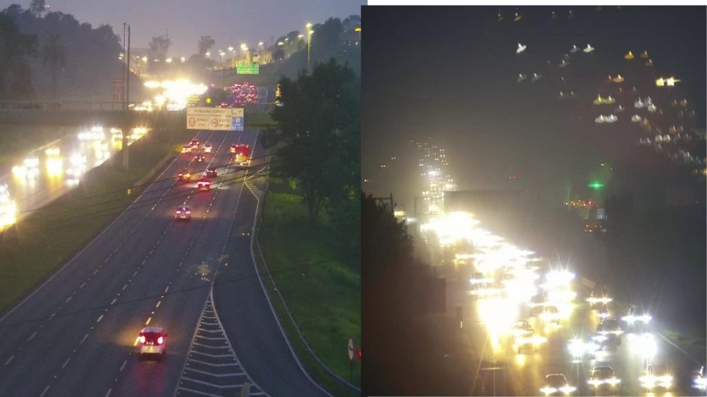 Motoristas enfrentam congestionamento ao deixar a Baixada Santista