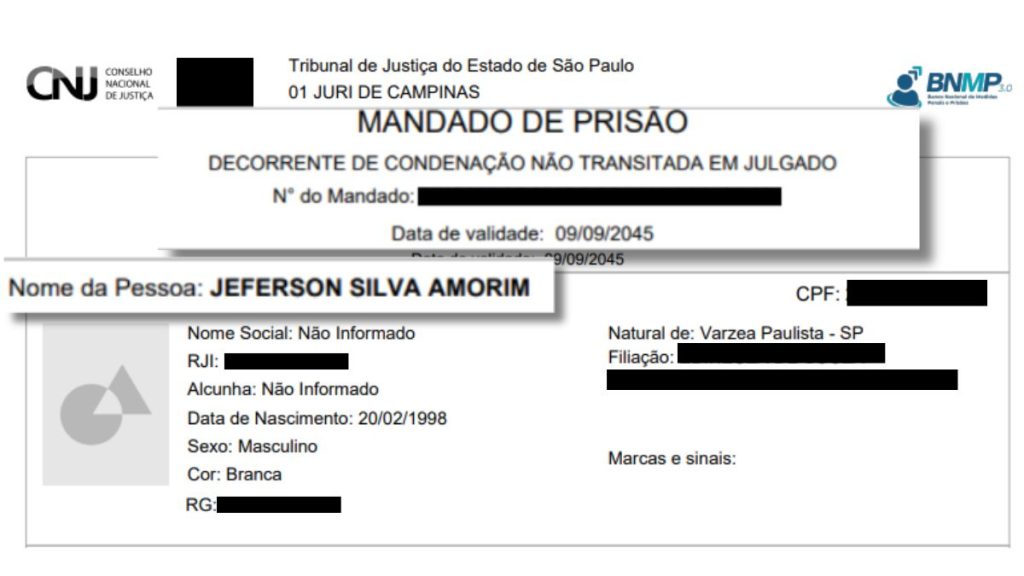 Mandado de prisão do foragido