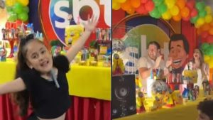 Fã mirim realiza sonho e faz festa com tema do Silvio Santos