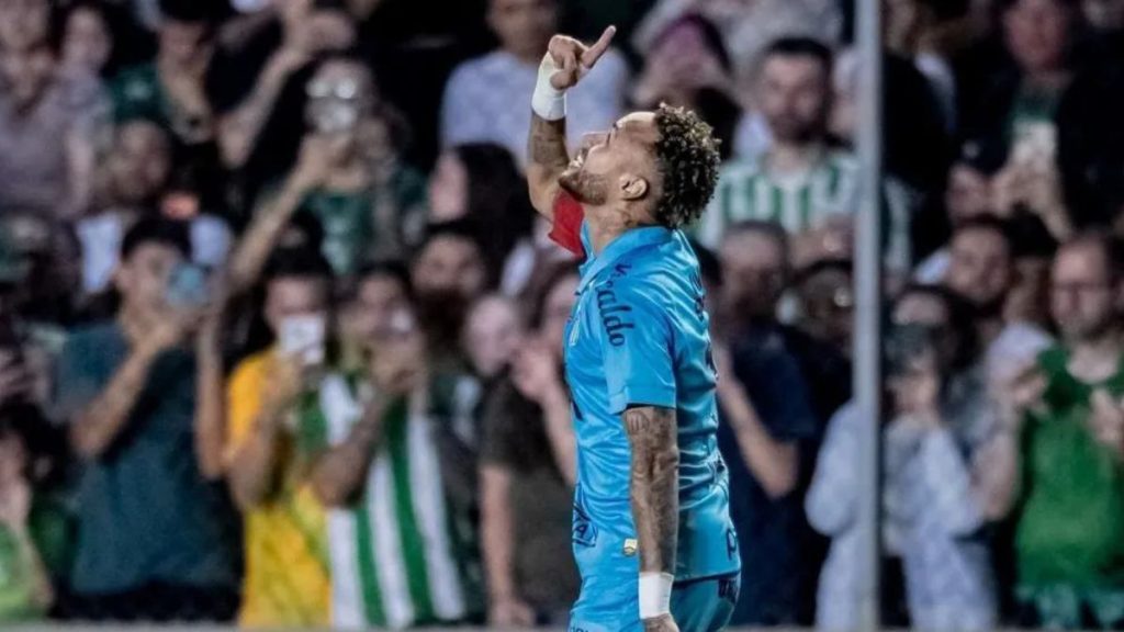 Comemoração de Neymar em um dos gols marcados sobre o Juventude pelo Brasileirão