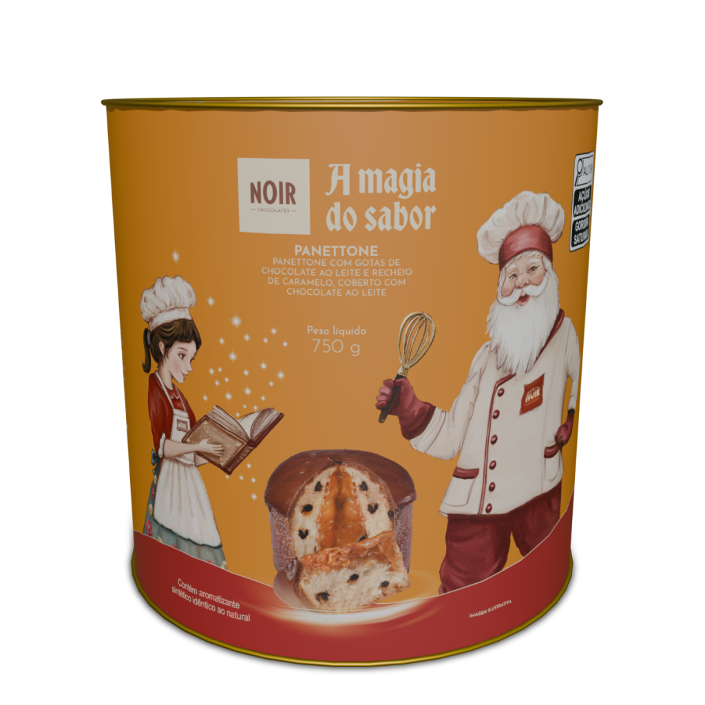 Panetone trufado Caramelo da Noir Chocolates. Divulgação.