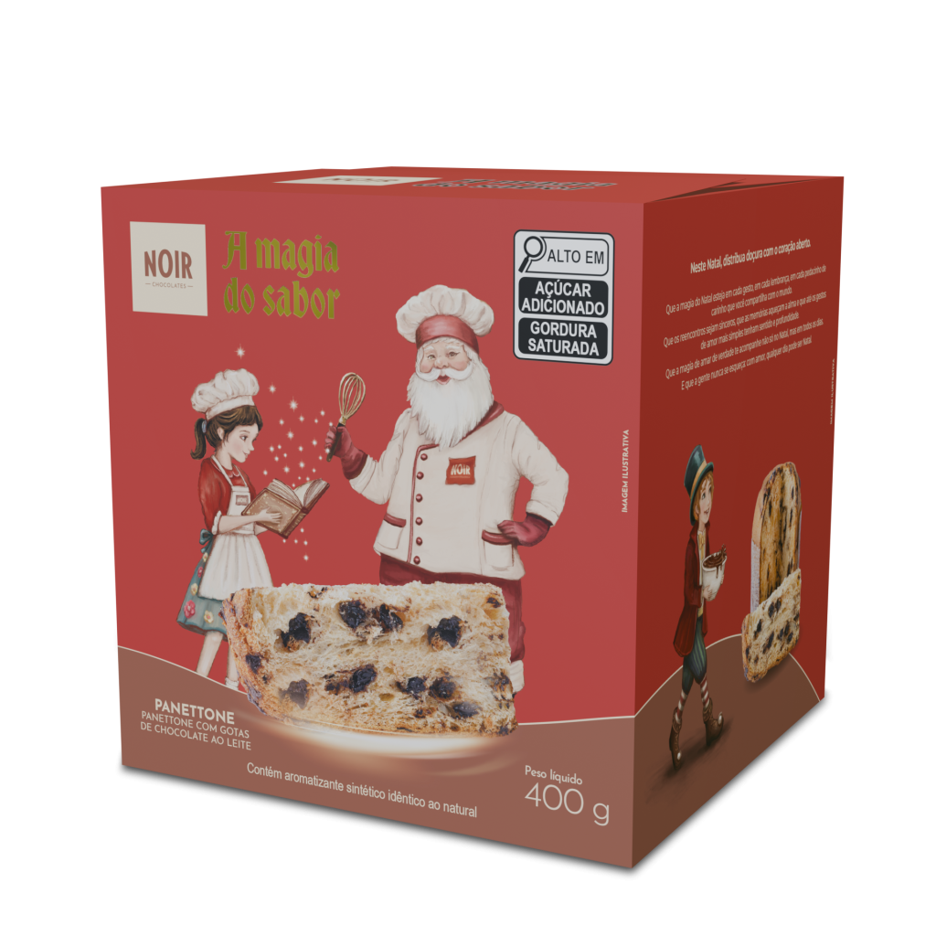 Panetone ao Leite Noir Chocolates. Divulgação.