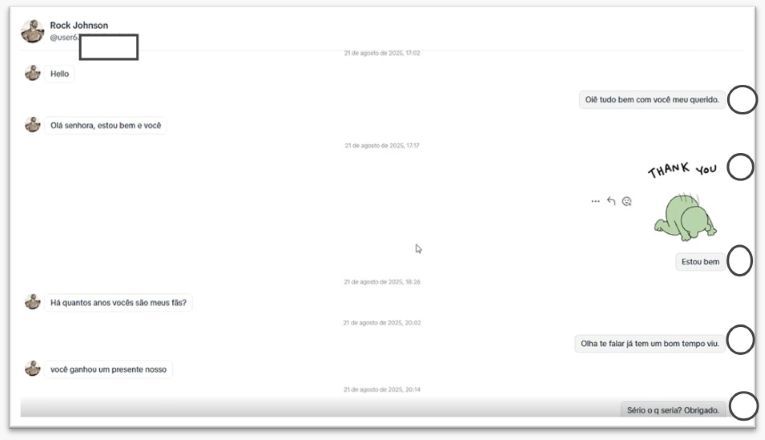 Trechos da conversa com o falso The Rock