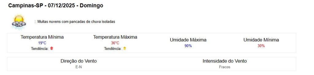 clima campinas domingo