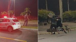 Vídeo mostra servidor público sendo agredido por morador de rua em Praia Grande
