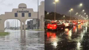 Chuvas fortes alagam cidades e afetam abastecimento de água na Baixada Santista