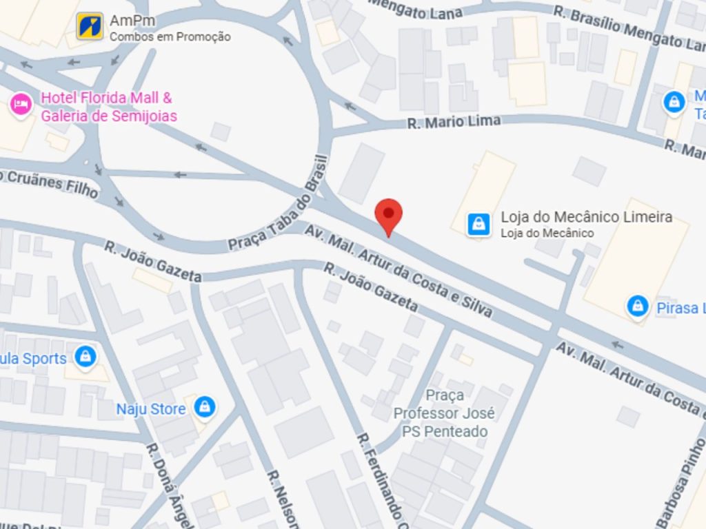Captura de tela do Google Maps mostrando a localização da nova sede do 4º Distrito Policial de Limeira.