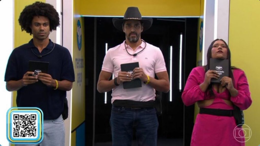 Breno, Alberto Cowboy e Chaiany no sorteio do Ganha-Ganha BBB 26