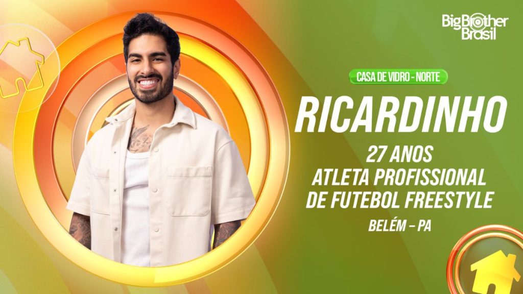 Ricardinho - participante casa de vidro BBB 26. Foto: Reprodução / Globo