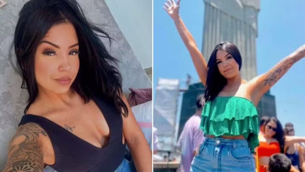 Montagem de fotos tipo selfie da empresária Brenda Bulhões, vítima de feminicídio no Guarujá, litoral de SP.