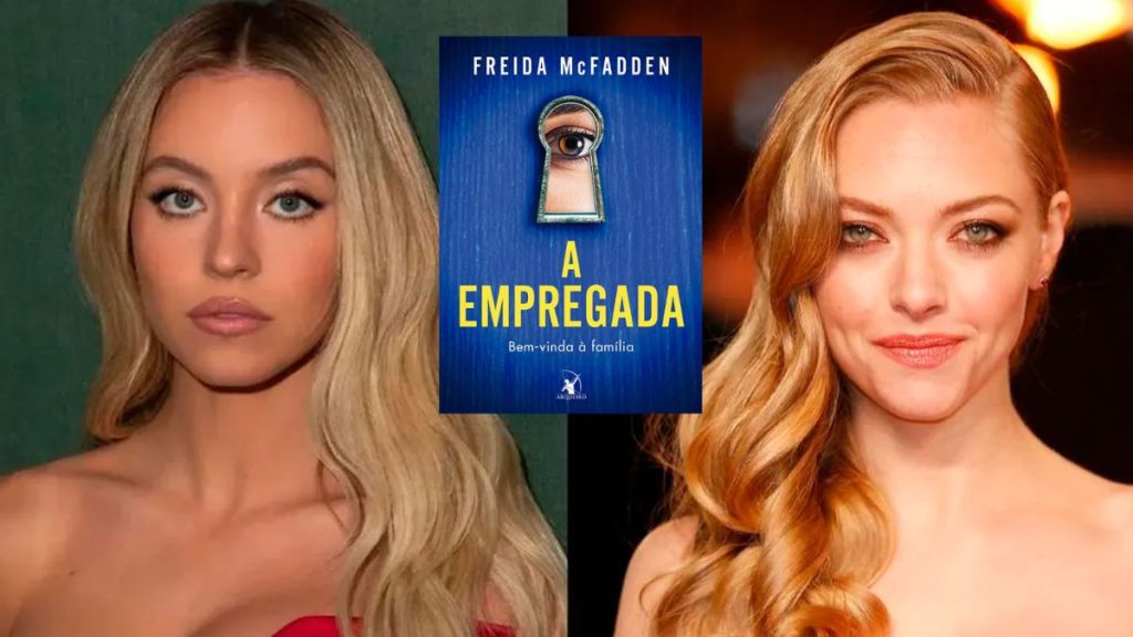 Sydney Sweeney e Amanda Seyfried em uma composição de suspense para o filme 'A Empregada'. Sydney, interpretando Millie, enquanto Amanda Seyfried, como Nina.