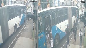 VÍDEO: ônibus bate em caminhonete na Av. Amoreiras em Campinas