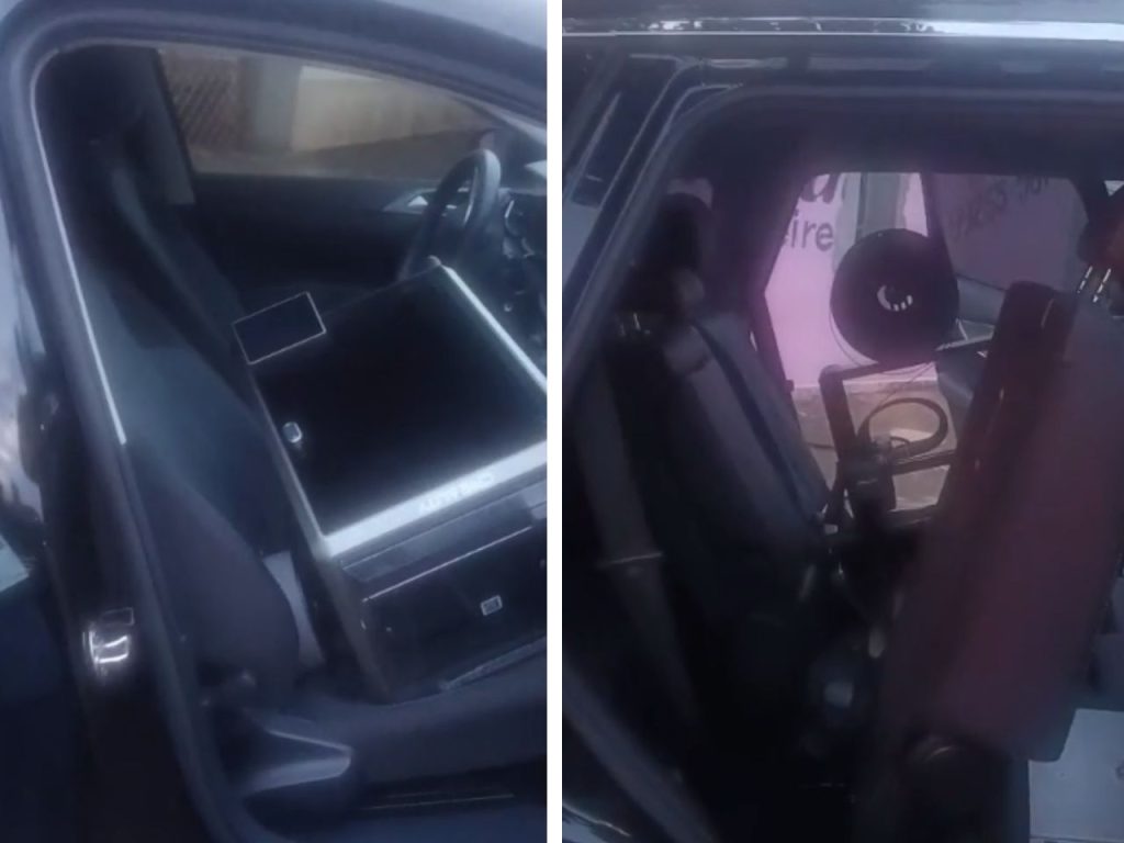 Viatura da Polícia Militar em ocorrência de roubo a residência em Limeira; suspeito preso e vítima resgatada.