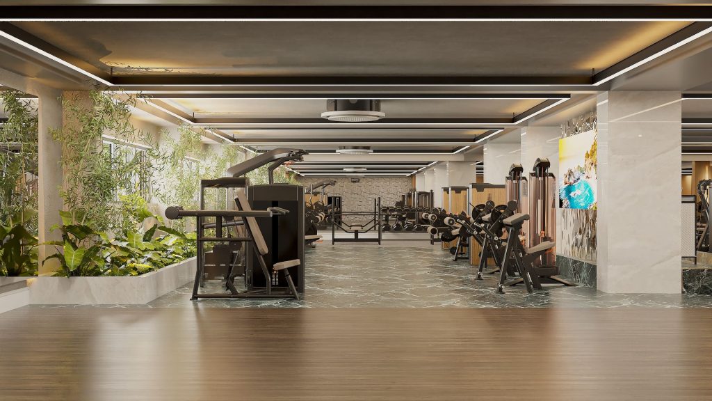 Fachada moderna da academia Six Sport Life no Lago do Sul, Brasília, com arquitetura de alto padrão e design luxuoso.