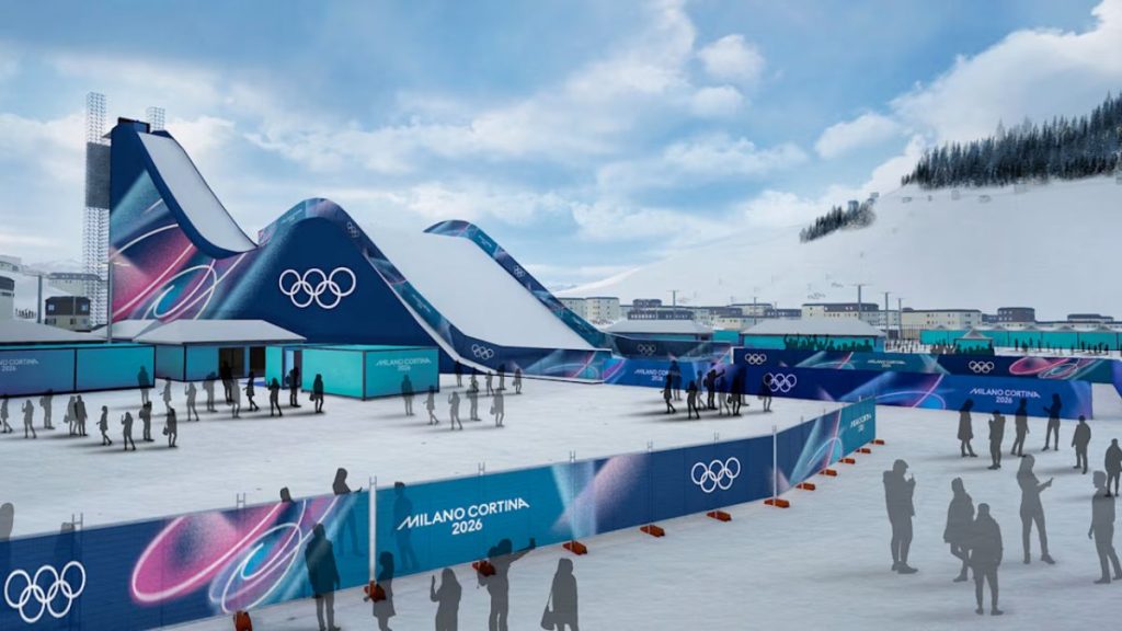 Pista de esportes de neve das Olimpíadas de Inverno 2026 em Milão-Cortina, Itália, pronta para os Jogos.