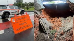 Excesso de chuvas em Indaiatuba provocou erosão em ponte