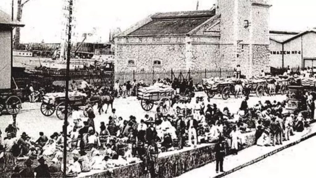 Imigrantes italianos chegam em santos