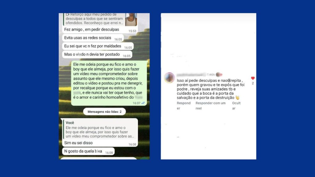 Influenciador digital em vídeo de pedido de desculpas após declarações racistas no litoral de São Paulo.
