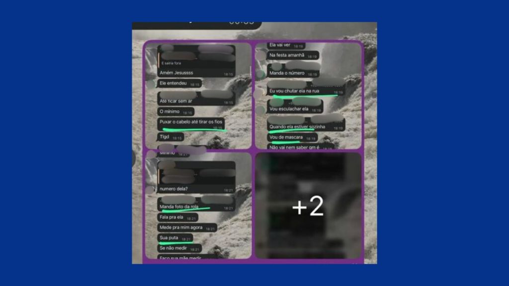 Print de conversa com ameaças de violência física e ofensas verbais enviadas pelo calouro contra a vítima.