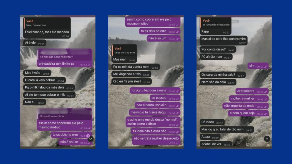 Mensagens onde o jovem admite intenção de manter relação sexual sem consentimento, apesar de negar agressão.