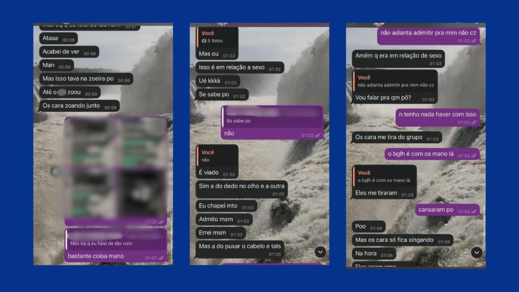Mensagens onde o jovem admite intenção de manter relação sexual sem consentimento, apesar de negar agressão.