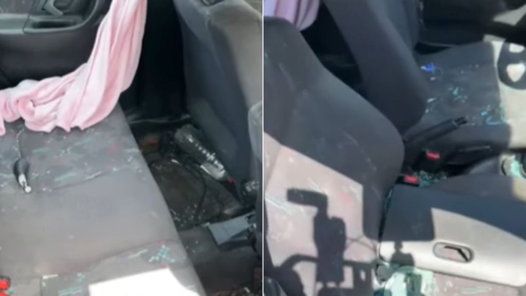 Carro abandonado em Praia Grande onde os primos Pedro Henrique e Henry Miguel foram encontrados mortos.