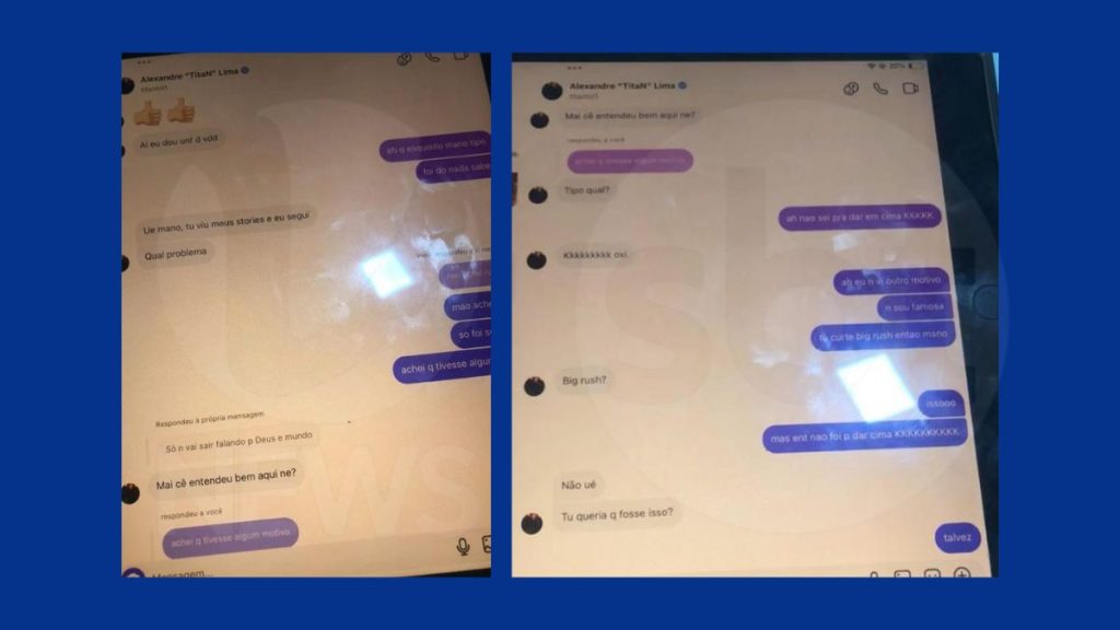 Mensagem de TitaN afirmando responsabilidade sobre adolescente de 16 anos em denúncia de crime sexual.