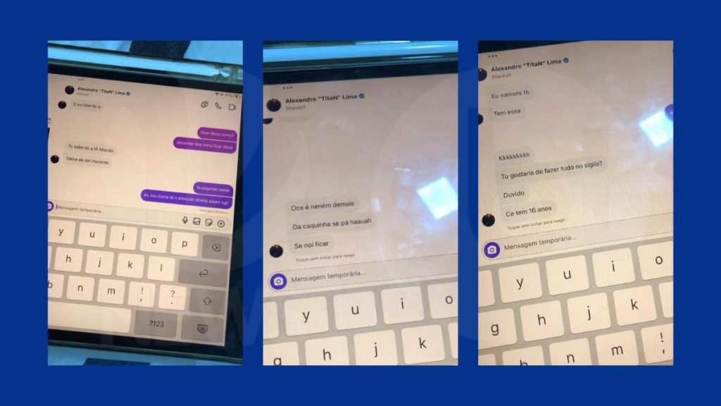 Print de conversa onde adolescente interrompe contato com TitaN citando relacionamento com Gabzuski.