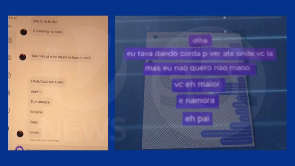 Mensagens de adolescente recusando investidas de Alexandre TitaN Lima devido a diferença de idade.