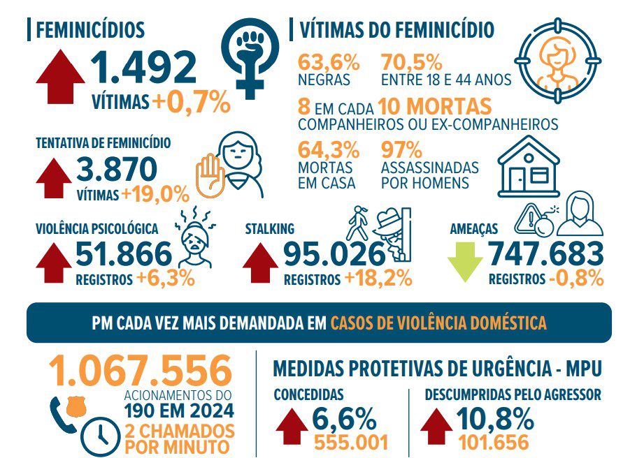 Tabela de dados com números de feminicídio