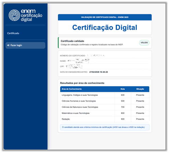inep certificado