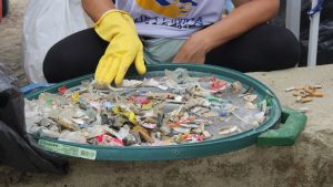 Vista da orla de Praia Grande para o evento Orla Limpa Praia Viva sobre preservação costeira e arquitetura.