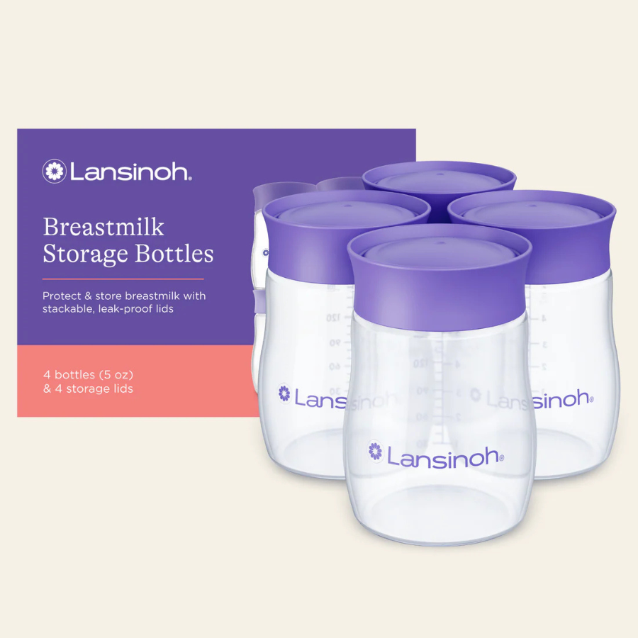 Kit de frascos para armazenamento de leite materno, essencial para mães atletas inscritas na Meia de Santos.