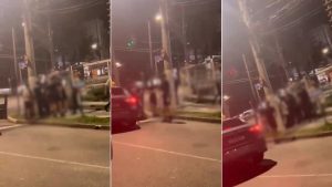 Adolescente espancado por grupo na Rua Azevedo Sodré, bairro Gonzaga em Santos, após saída de festa.