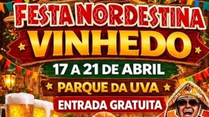 Festa Nordestina em Vinhedo no Parque Municipal Jayme Ferragut com gastronomia típica e atrações culturais.