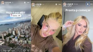 Influenciadora Virginia Fonseca em Santos durante visita ao litoral de São Paulo.