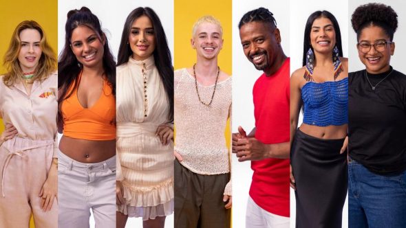 Logotipo oficial do Big Brother Brasil 26 em destaque para enquete sobre os sete participantes restantes.